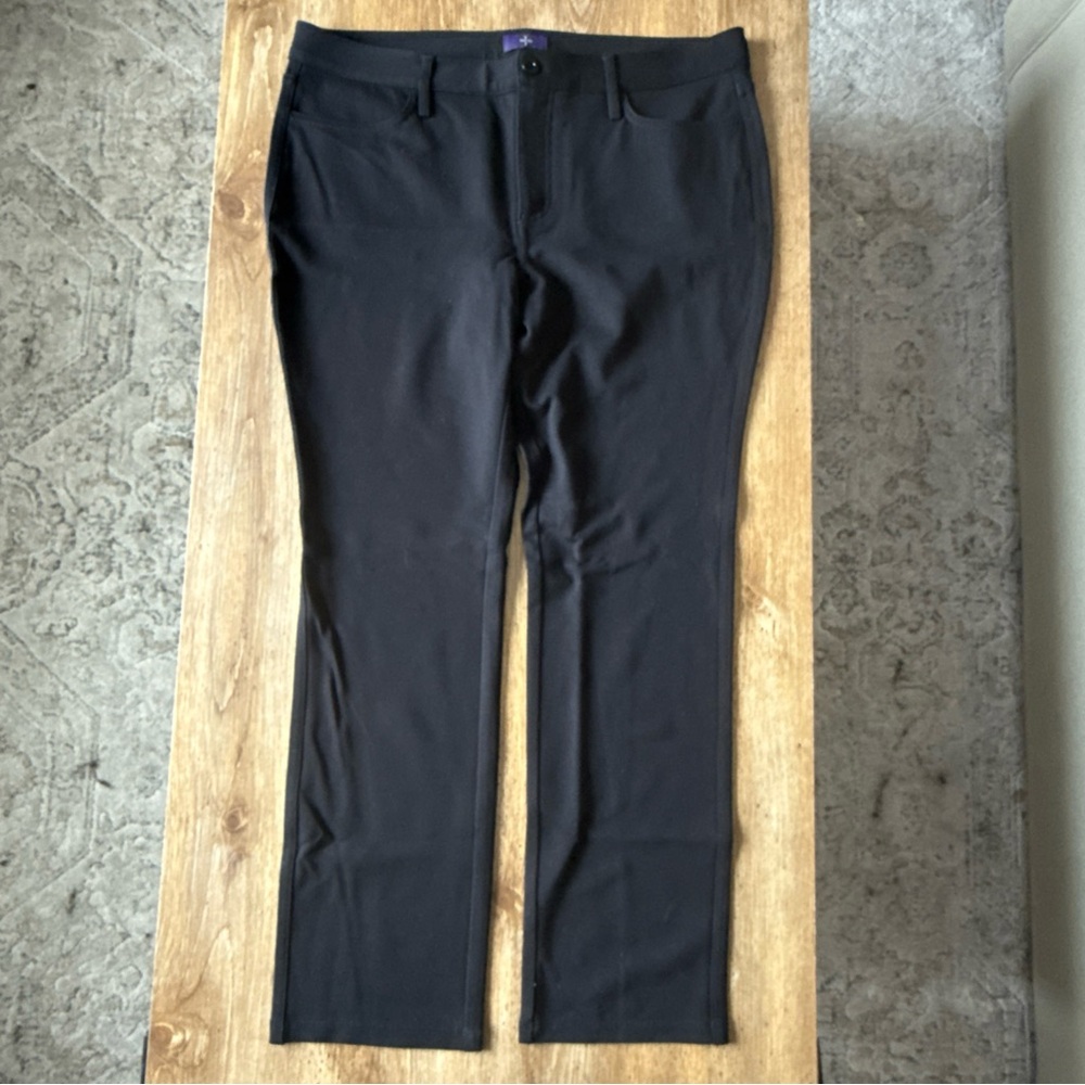NYJD Women's Black Straight Leg Lift Tuck Pants With Pockets Size 14 Petite